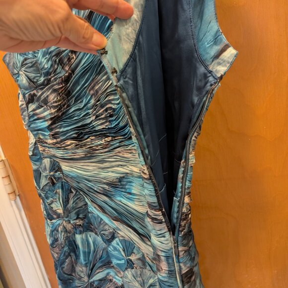 *$4,800 CARLOS MIELE STUNNING SILK BLUE FLOWER DRESS GOWN RUNWAY US 6, IT 42 - Picture 9 of 12